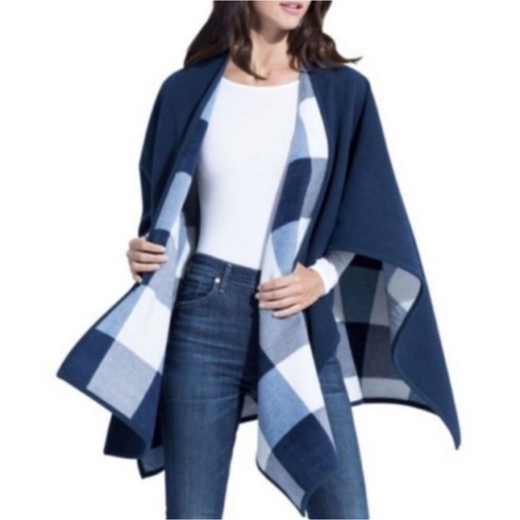 Woolrich Reversible Fleece Blanket Wrap Poncho - Picture 1 of 5